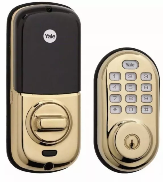 Yale Real Living Digital Push Button Deadbolt Door Lock w Z-Wave(Polished Brass)