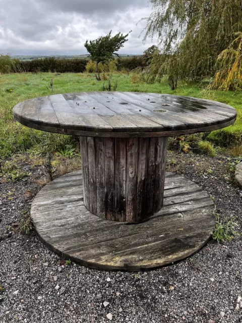 WOODEN CABLE REEL Drum 2.0m Wide Great Table Outside LARGE Rustic