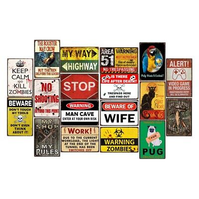 Vintage Metal Tin Signs Retro Warning Plate Decor Plaque Pub Bar Art Wall Poster