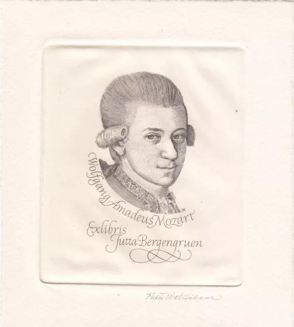 Exlibris Bookplate Copperplate Pieter Wetselaar 1923-2000 Composer Mozart