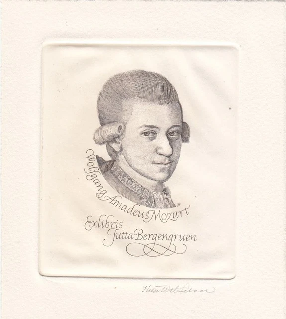 Exlibris Bookplate Copperplate Pieter Wetselaar 1923-2000 Composer Mozart