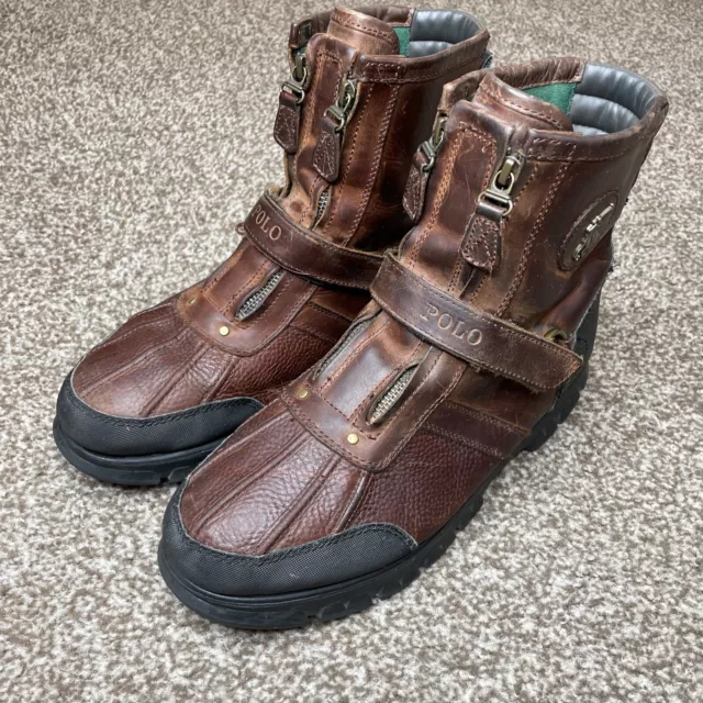 POLO RALPH LAUREN Conquest HI III Leather Boots Gray Black Men Size  D  $ - PicClick