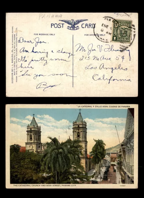 Mayfairstamps Panama to Los Angeles CA Cathedral Church Postcard aaj_01677