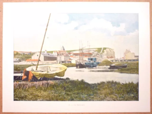 LE PORT DU TRAPORT Seine-Maritime France - photochromy late 19th century engraving