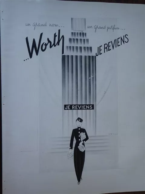 parfum WORTH R.B. SIBIA + réfrigérateur REFRIGOR FRANCE ILLUSTRATION NOEL 1951