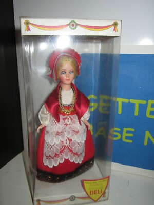 BAMBOLINA SOUVENIR FOLKLORE ITALIANO TRENTINO ALTO ADIGE BIONDA IN BOX A VETRINA 
