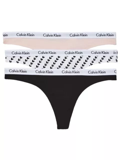 Calvin Klein BLACK/HEARTS/NYMPHS Carousel Thong 3-Pack, US X-Large