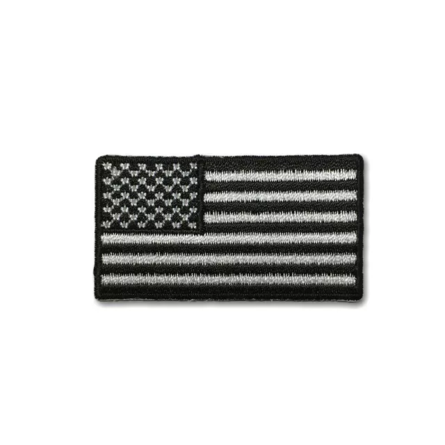 Embroidered Small 2" American US Flag Black & White Sew or Iron on Patch