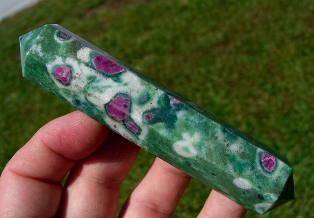 Red Rubies in Fuchsite with Blue Kyanite a DT Healing Crystal Wand Point