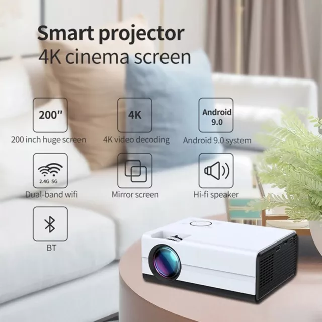 5G WiFi Bluetooth Android Projector 4K 1080P Support Outdoor Home Cinema HDMI AV 3