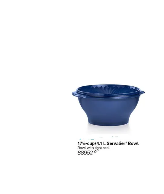 Tupperware Large 17 Cup Servalier Serving Bowl Brilliant Blue