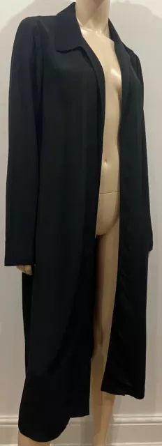 EILEEN FISHER leichte lange Trenchjacke mit schwarzem Kragen und offenem Kragen Mantel S/P