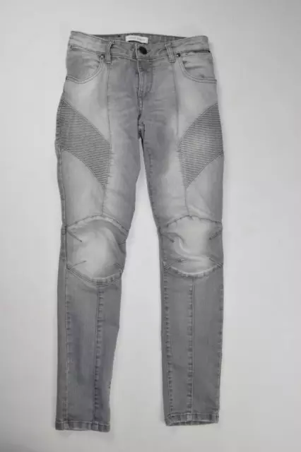 BALMAIN gray  stone washed Skinny Biker Jeans Pants  size 25