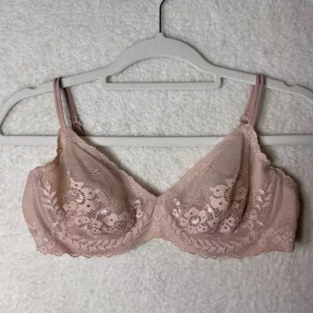Victoria's Secret Bra Womens 36C Blush Pink Angels Lined Demi Lace Underwired