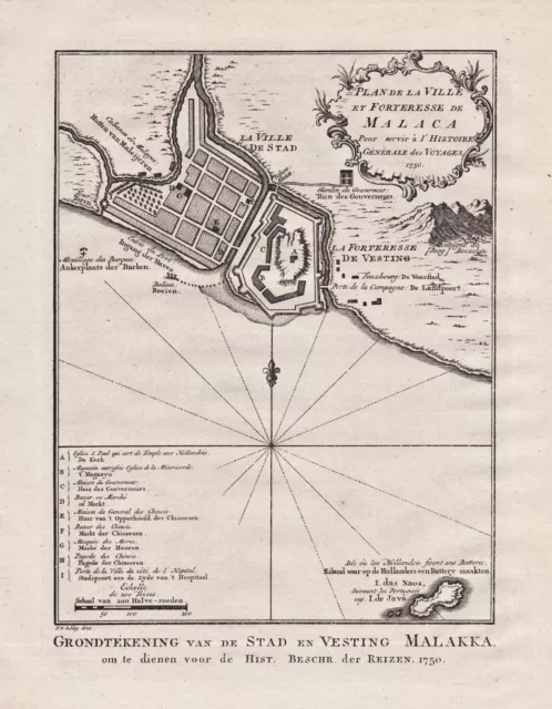 A Famosa Malacca Malaysia Malakka carte map Karte Bellin 1763