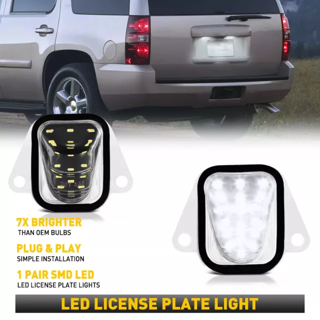 2X LED License Plate Light Tag Lamps Assembly Replacement For 07-14 Chevy Tahoe