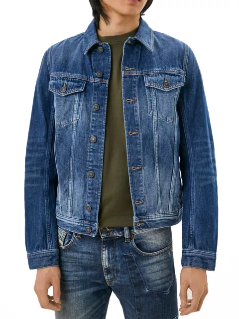 Diesel - Mens Slim Fit Denim Jeans Jacket Vintage Blue - R-ELSHAR-XP