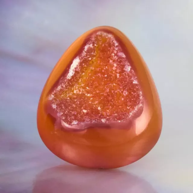 Natural Orange Agate Crystal Druzy Fancy-shaped Cabochon Indonesia 3.72 g