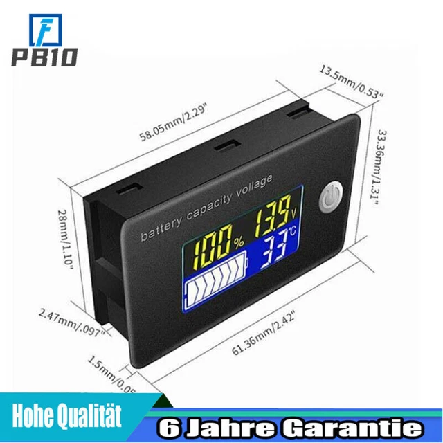 MiJunHD 3-in-1 Auto Voltmeter Mit USB-Ladung & Thermometer - LCD Anzeige Für 12V/24V