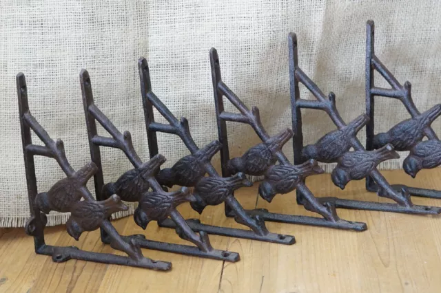 6 Cast Iron Antique Style BIRD Brackets Corbels Garden Braces Shelf Bracket Book