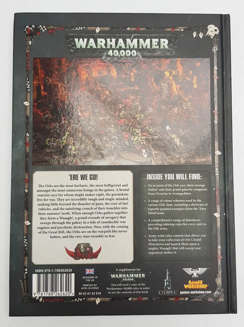 WARHAMMER 40,000 40K Codex Orks Hardback Book Games Workshop 2018 8th ...