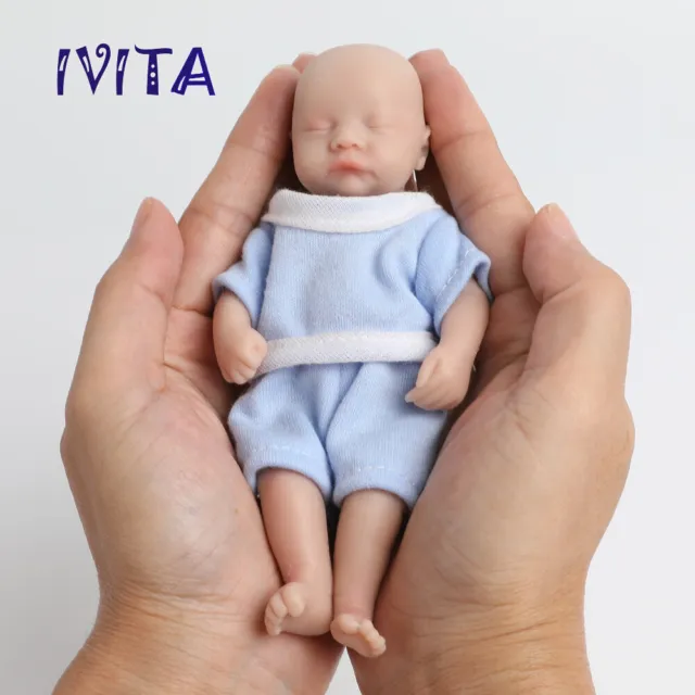 Mini muñeca recién nacida de silicona de 5,5"" ojos cerrados niño mini bebé renacido niños regalo