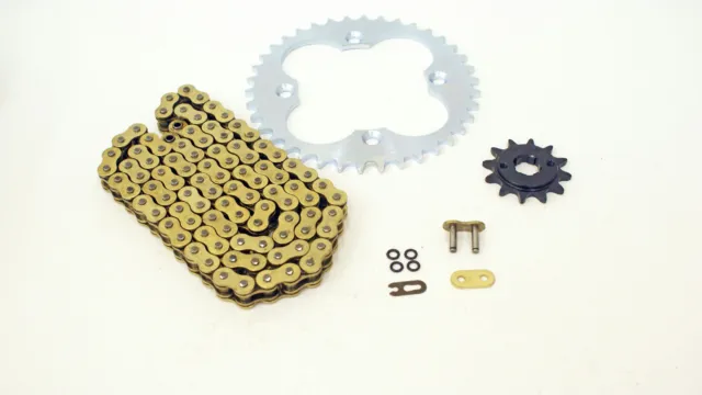 1986 1987 Honda TRX250R TRX 250R Gold O-Ring Chain and Silver Sprocket 14/38 96L