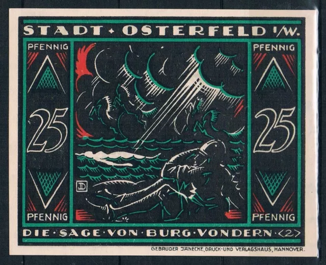 Notgeldschein 1921,Stadt Osterfeld,25 Pfg.,Motiv (2),kassenfrisch