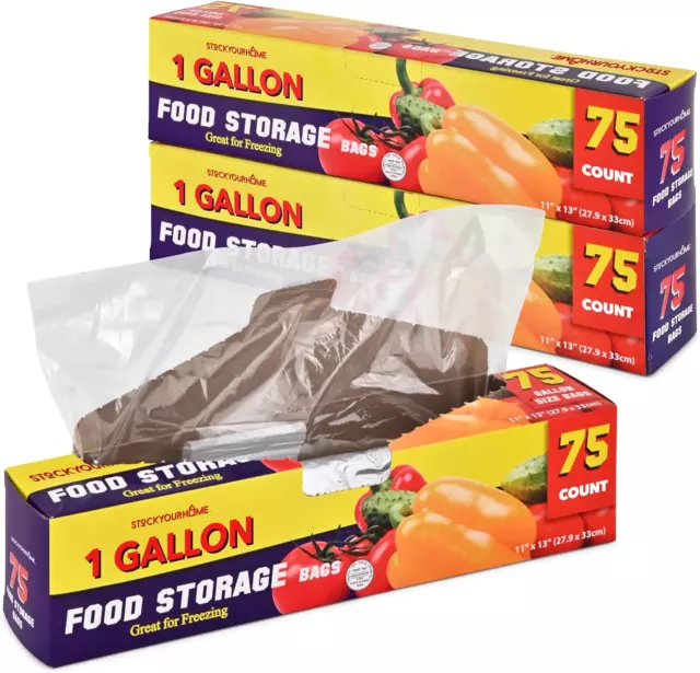1 Gallon Food Storage Bags with Twist Ties (225 Count) Bulk Freezer Storage Bags