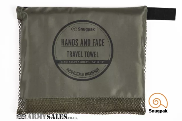 Snugpak TRAVEL TOWEL HANDS & FACE in Army Olive Green