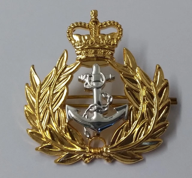 ROYAL NAVY WARRANT Officer Cap / Beret Badge Genuine British RN Issue
