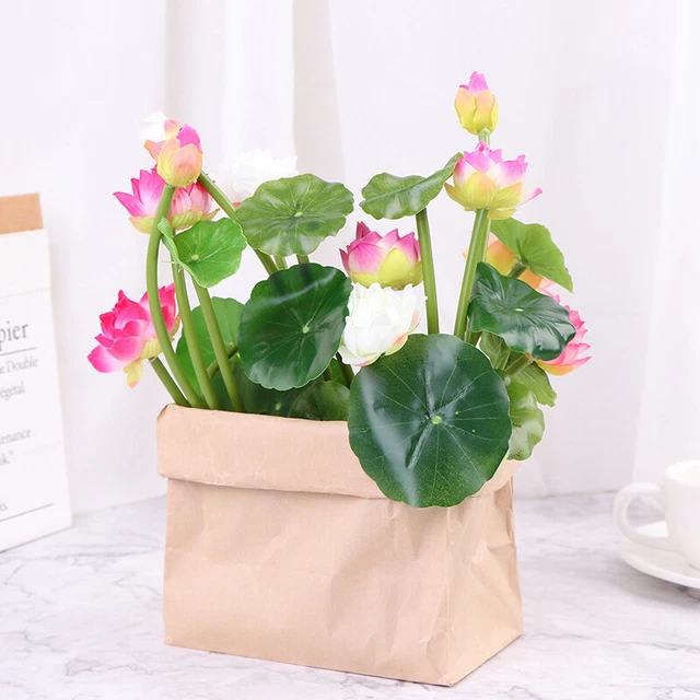 Lotus Simulation Artificial Flower Water Lily Micro Landscape Home Plants Dec Y4