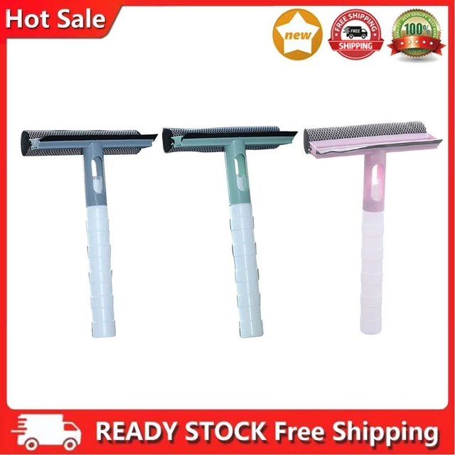 Limpiador de vidrio herramientas de limpieza de doble cara para ventanas de baño con botella de spray de agua