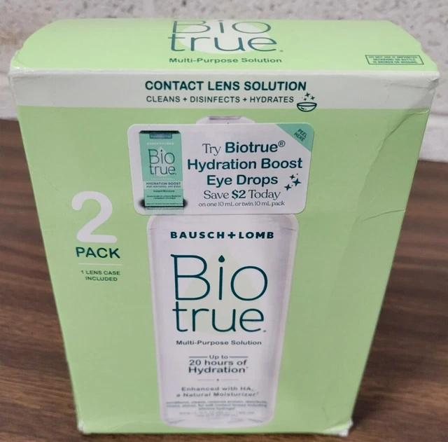 Solución de lentes de contacto multipropósito Bausch + Lomb Biotrue ~ 10 oz ~ paquete de 2