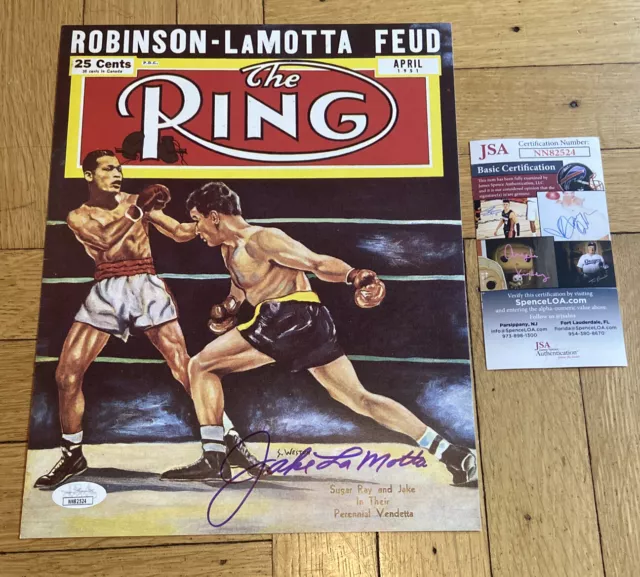 Jake LaMotta Signed 8x10 Photo Autograph The Ring Raging Bull JSA COA