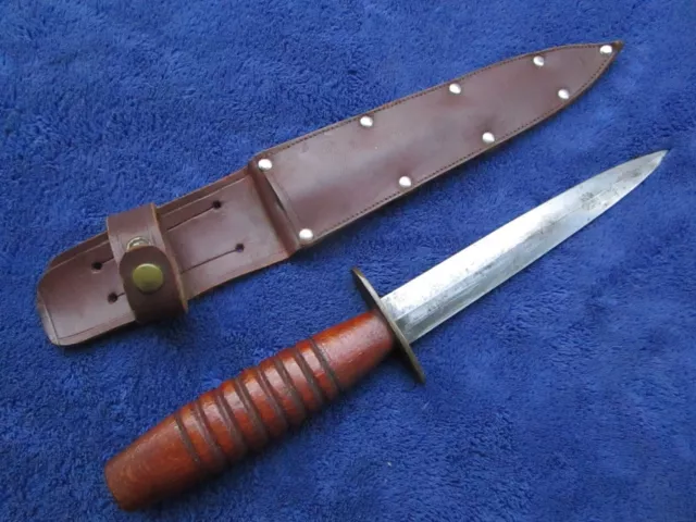 Original Ww2 Canadian Fairbairn Sykes Style Knife Us Pilot`s Dagger And Sheath