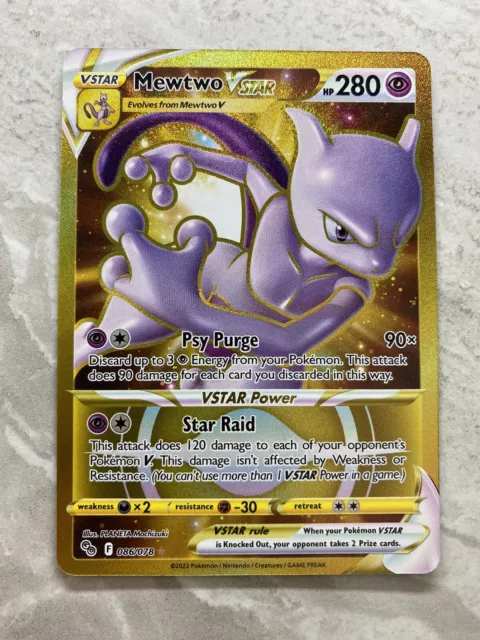 Pokémon GO MEWTWO VSTAR Gold Secret Rare Full Art 086/078 NM+ TCG Holo