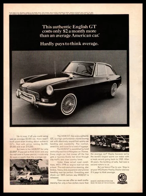 1967 MGB GT Mark II 2-Door Coupe 1799 cc Engine 91 HP Vintage MG Print Ad