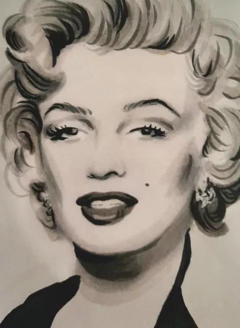 Original Marilyn Monroe aceo miniature art sketch card drawing