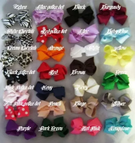 Boutique Toddler Girls Bow Hair Clip Dress school colour 4” and 2”