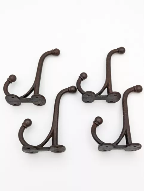 Lot 4 Antique Cast Iron Harness Coat Hooks 6" Horse Tack Barn Hardware Primitive