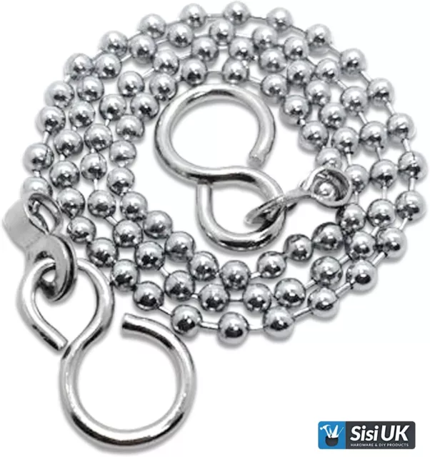 Replacement Chrome 12" 18" Sink Basin Bath Ball Plug Chain And S Hook Ends 2