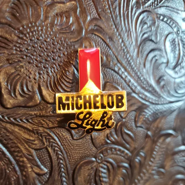 Vintage Michelob Light Beer Enamel Pin Red Black Gold Tone Lapel