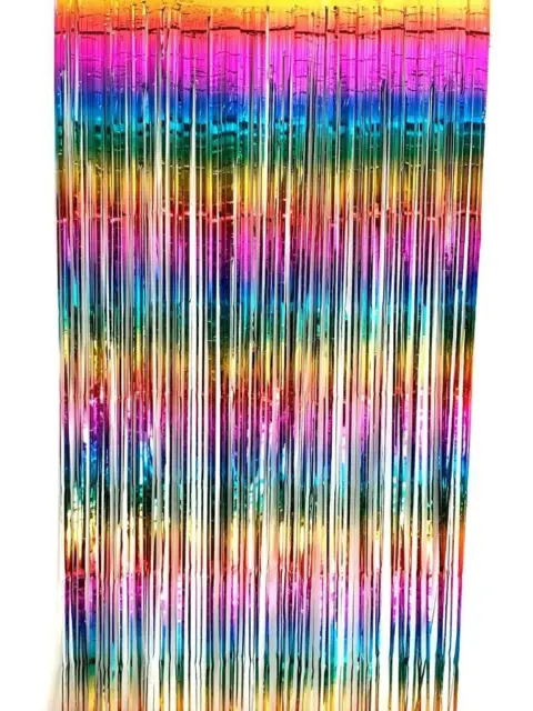 Foil Curtain Metallic Tinsel Backdrop Door Party Decorations Rose Gold Rainbow