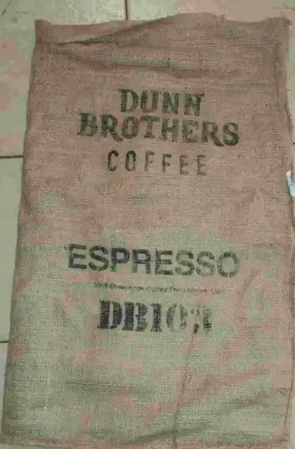 Large Expresso Coffee Bean Burlap Bag Sack, Wall Art, 30" X 17"