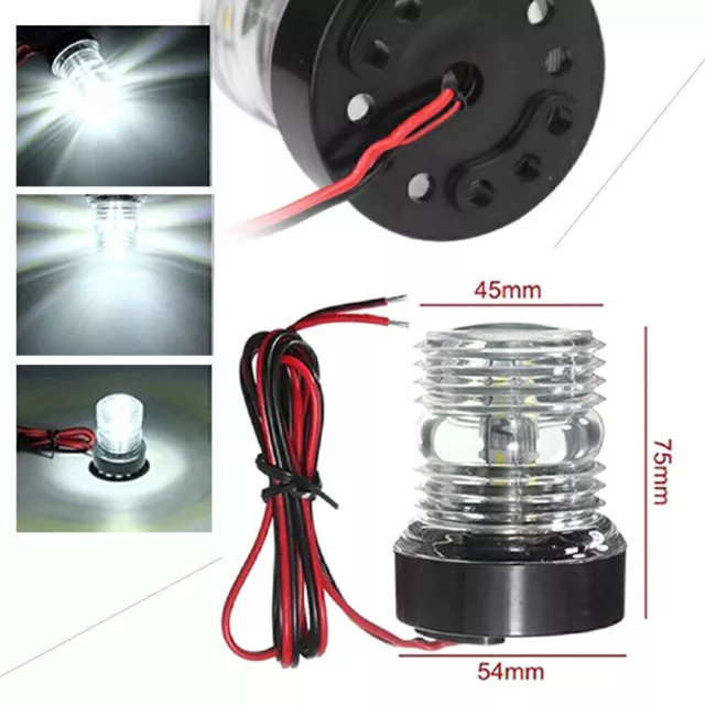 Marine Boot Yacht LED Navigationslicht Heckanker weiße Lichter rund 360° 4 PCs