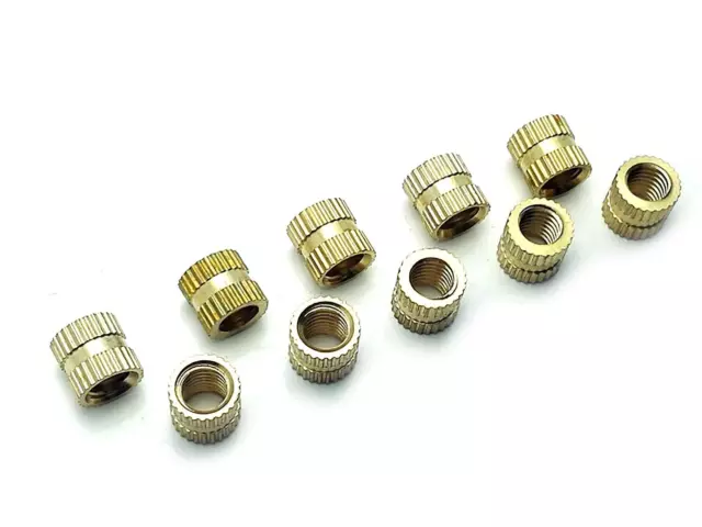 US Stock 20x M6 L8mm OD8.3mm Brass Cylinder Knurled Threaded Insert Embedded Nut