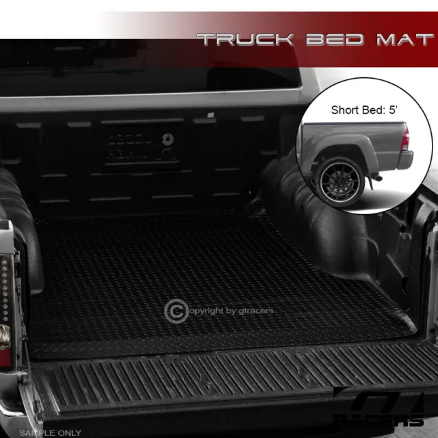 For 2005-2022 Toyota Tacoma 5 Ft Black Rubber Diamond Truck Bed Floor Mat Liner