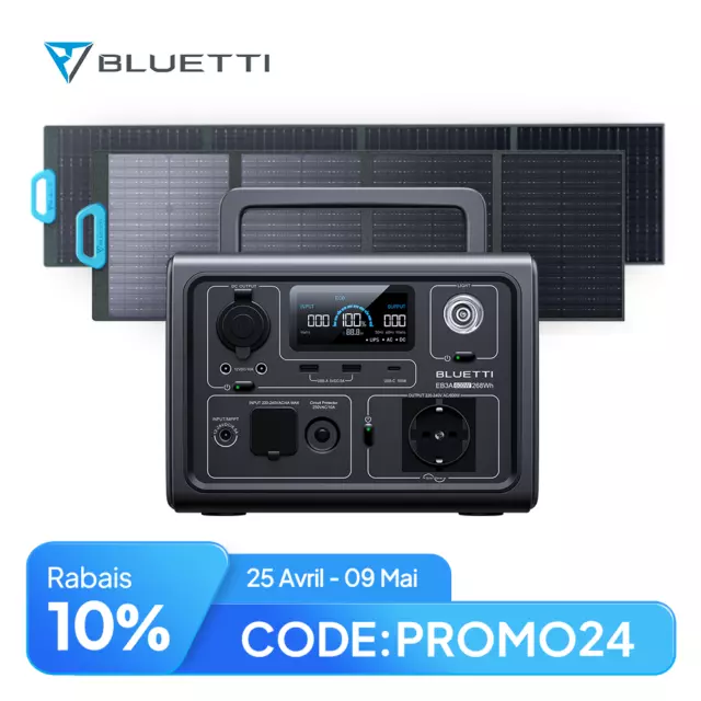 BLUETTI EB3A 600W 268Wh Station électrique portable d'une batterie LiFePO₄