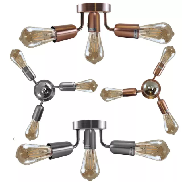Modern Ceiling Light Fitting 3 Way Semi Flush Frosted Shades Lighting UK